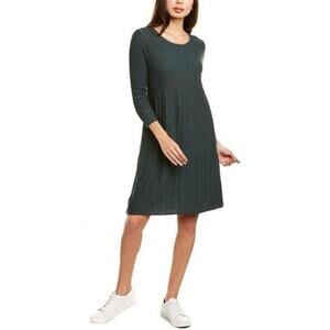 Eileen Fisher Sweater Dress Green Lightweight 100% wool